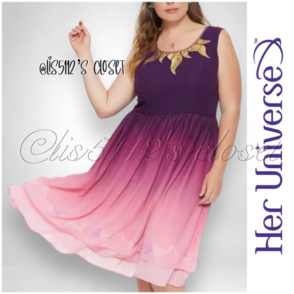 Disney Her Universe Destination Disney Tangled Rapunzel Ombré Corset Dress 22 3X - Picture 1 of 16